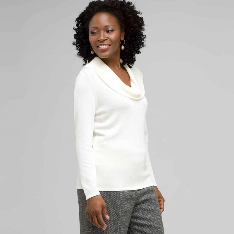 Draped Cowl Neck, Ivory, large image number 0