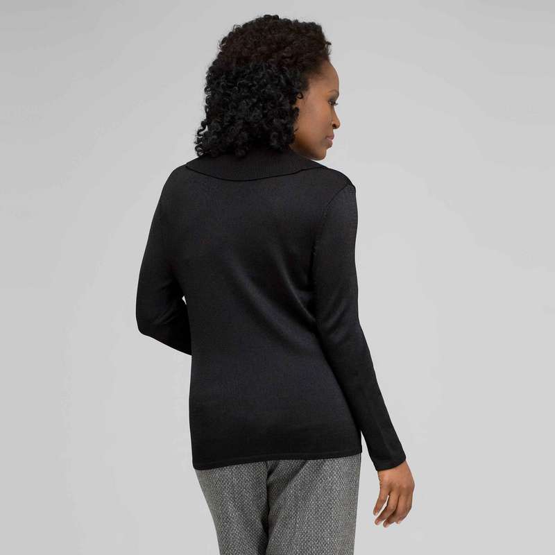 Draped Cowl Neck, Black, large image number 1